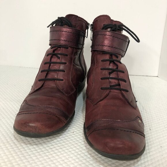 DORKING by Fluchos Agata Red Leather Ankle Booties Size 38 (7.5) - Picture 3 of 14